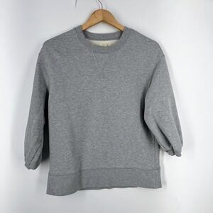 Mile(s) by Madewell Womens Heather Grey Puff 3/4 Sleeve Crewneck Sweatshirt XS